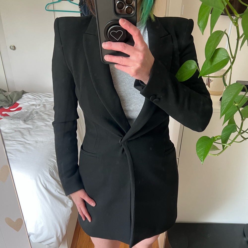 Well-loved Zara Black Tailored Blazer with boxy shoulder pads